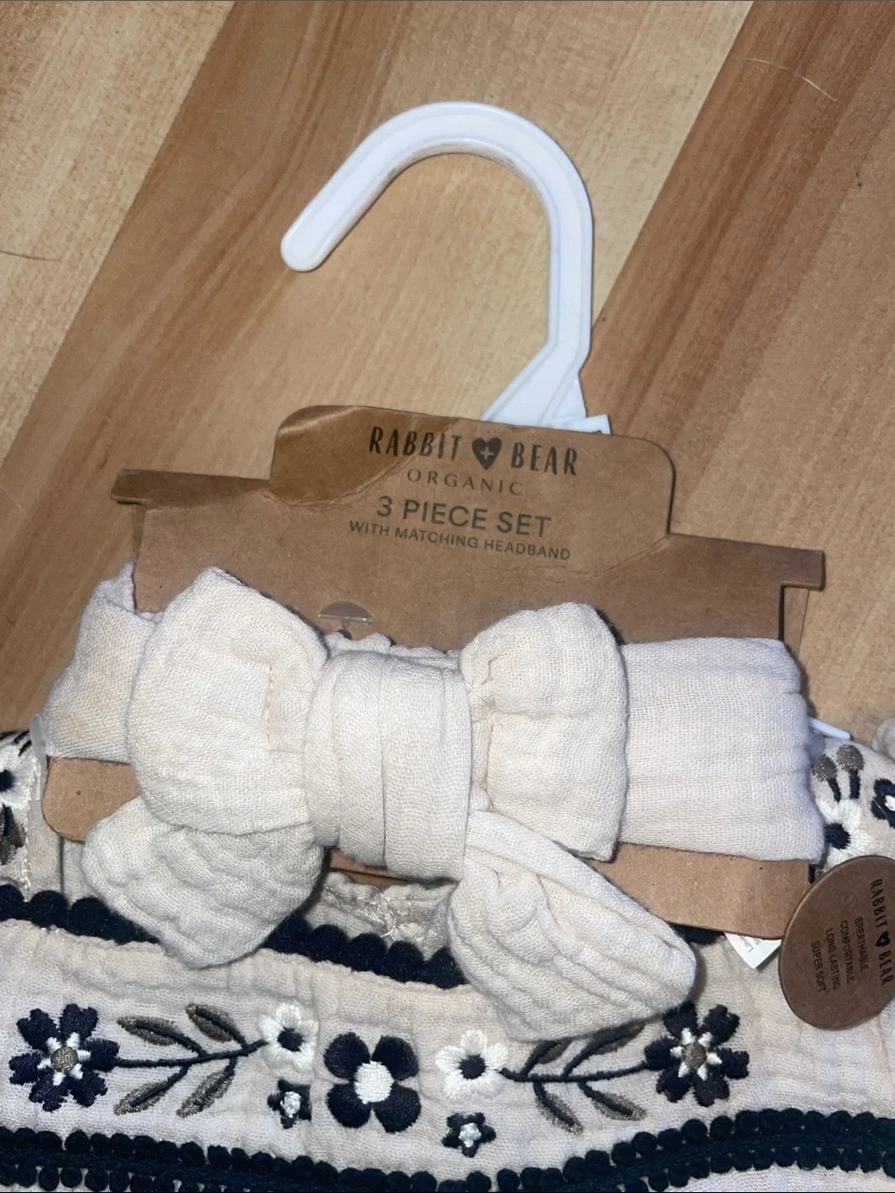 Rabbit Bear Organic Baby Girl 3 Piece Set size 3-6 months